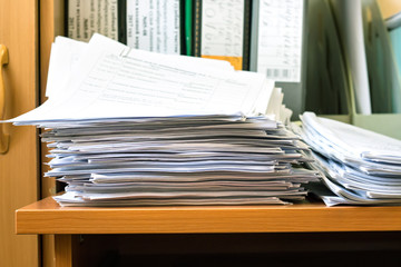 Stack white paper on table