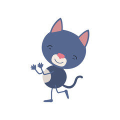 colorful caricature with cute cat dancing vector illustration