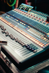 Professional Sound mixing console with many knobs