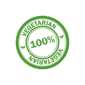 100% vegetarian stamp. Vegan logo.  Vector icon
