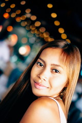 Fototapeta premium Natural portrait Beautiful Asian girl smiling. Asian beauty. Asian woman with beautiful face