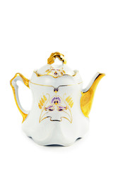 coffee pot in art nouveau style on isolated white background