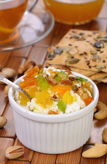 Cottage cheese with jam and marmalade