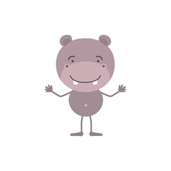 Obraz na płótnie Canvas colorful caricature of cute hippopotamus happiness expression vector illustration