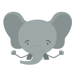 colorful half body caricature of cute elephant happiness expression vector illustration