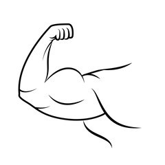 Strong arm icon. Line art.