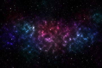 fantasy night sky and stars with nebula