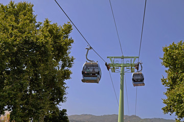 Aerial tramway to the top of Funchal, Madeira island (Portugal).