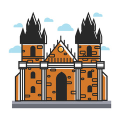 Fototapeta premium Prague castle Czech travel popular destination, famous culture landmark vector icon