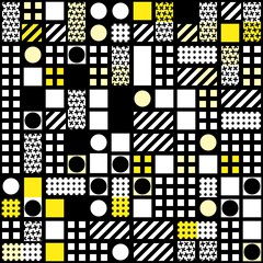 Decorative geometric shapes tiling. Monochrome irregular pattern.  Abstract  background. Artistic decorative ornamental lattice - 164573245