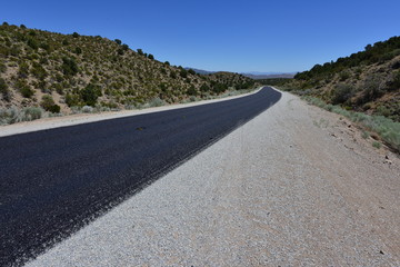 A newly laid road on the US Highway 53 in Nevada.