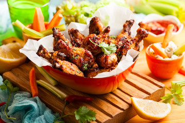 Delicious barbecue chicken wings