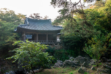 Fototapeta na wymiar Yecheon, South Korea - Choganjeong Pavilion.( Sign board text is 