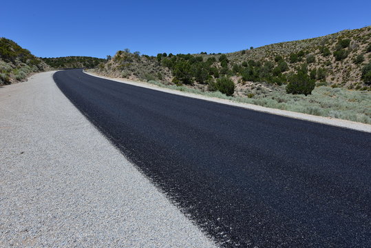 A newly laid road on the US Highway 53 in Nevada.