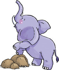 Cartoon Illustration -  Cute Elephant on white background 