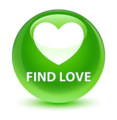 Find love glassy green round button