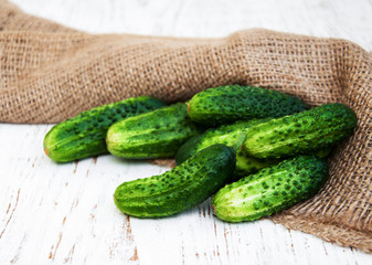 Cucumbers on a table