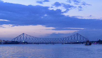 A landscape view from Babughat, kolkata of the Howrah bridge.