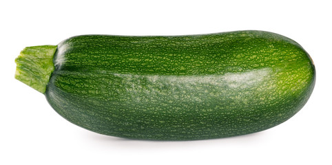 Raw ripe zucchini isolated on white background