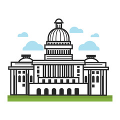 White House USA America travel landmarks and tourist attractions vector icon