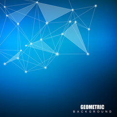Geometric abstract background with connected line and dots. Structure molecule and communication. Scientific concept for your design. Medical, technology, science background. Vector illustration.
