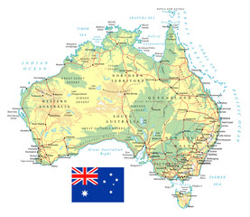 Australia - detailed topographic map - illustration
