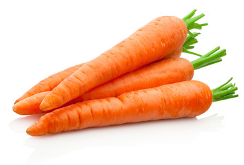 Fresh carrots isolated on a white background - obrazy, fototapety, plakaty
