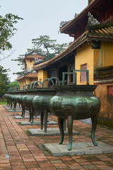 Nine mess urn from an emporer of Vietnam in the imperial city, Hue, Vietnam.