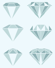 Different diamond illustration on light blue background