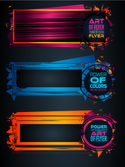 Futuristic Frame Art Design with Abstract shapes and drops of colors behind