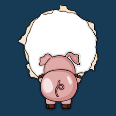 Cute pig peeking through the fence
