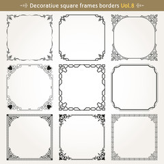 Decorative square frames and borders set 8 vector