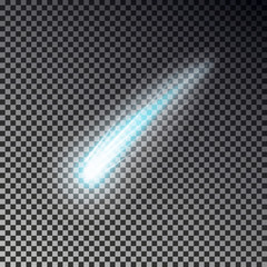Meteor or comet vector. Transparent light meteor effect isolated. © ihorsw