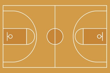 Flat Basketball field. Top view of Basketball court with line template. Vector stadium. - 164580683