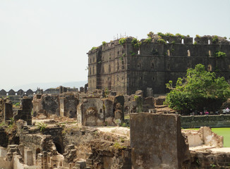 Murud-Janjira / India - April 04, 2017 - A group of people visited Murud Janjira Fort built on the ocean at Alibag