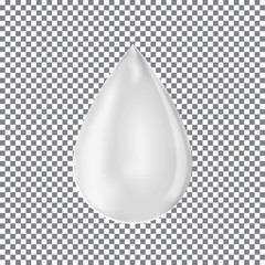 Milk drop. Transparent droplet vector.