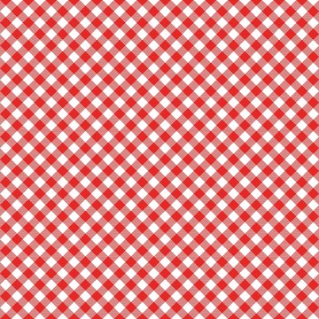 Gingham seamless pattern. Red Italian tablecloth. Picnic tale cloth vector.
