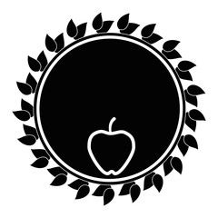 decorative circular frame with leaves around icon over white background vector illustration