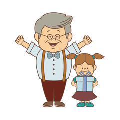 grandfather and girl holding hands together fun