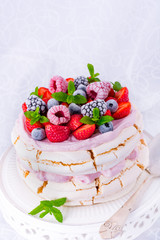 Pavlova with berry fruits