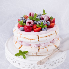 Pavlova with berry fruits