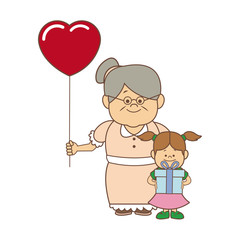 little girl and grandmother together family