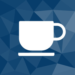 Kaffeetasse - Icon mit geometrischem Hintergrund blau
