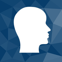 Gesicht in Profilansicht - Icon mit geometrischem Hintergrund blau © Daniel Berkmann
