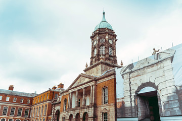 Street view of church landmarks of Dublin Ireland