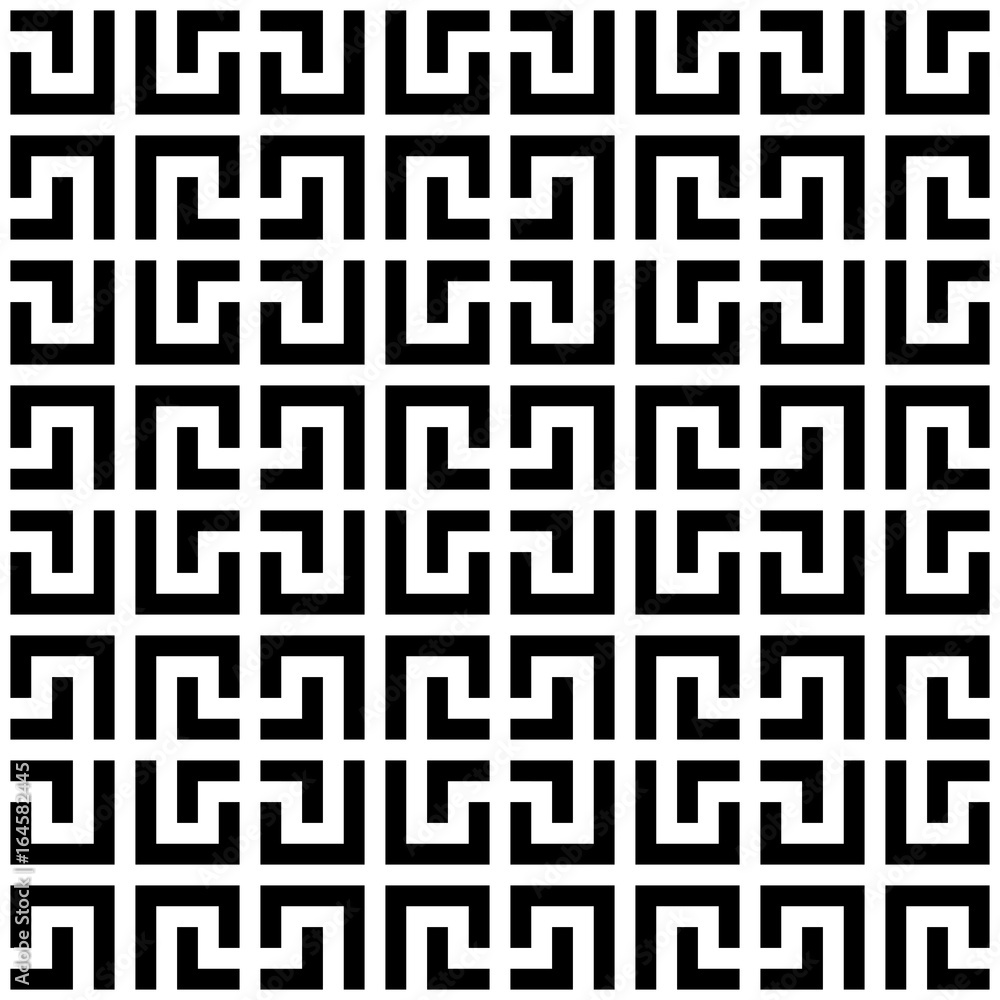 Poster abstract seamless pattern background. maze of black geometric design elements isolated on white back