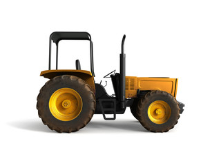Mini Tractor Yellow 3d render on white background