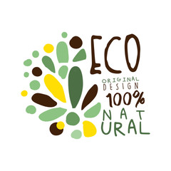 One hundred percent eco natural label original design, logo graphic template