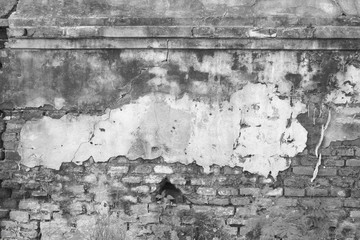 Old concrete vintage wall black and white background
