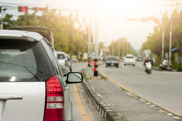 Cars on the road heading towards the goal of the trip. tourism And Race car.